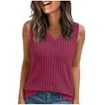 thumbnail image 2 of Woman Tank Top Women Tanks Top Fashion Women's Casual Sleeveless Solid Ladies V-Neck Blouse Hot Pink XL, 2 of 5
