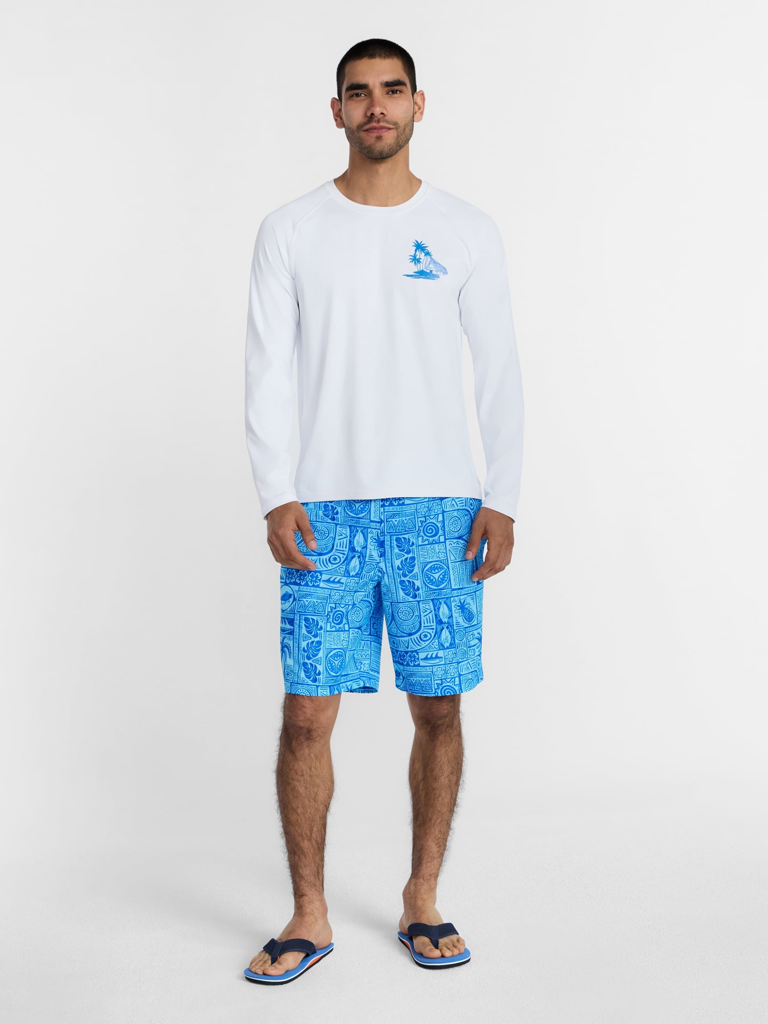 George Men's and Big Men's Printed Sun Shirt with Long Sleeves, UPF 50+, Sizes S-3XL
