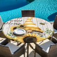 thumbnail image 6 of Spring Sunflowers Round Tablecloth, Fitted Table Cover with Elastic for 45"-54" Round Tables, Yellow Dwarf Bee Wood Vintage Table Cloth Outdoor Indoor Dinning Party Waterproof Tablecloths, 6 of 7