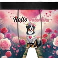 thumbnail image 4 of Hello Valentine’s Day Bernese Mountain Dog Flower Crown Romantic Pink Floral All Over Print Boxer Briefs Underwear for Men Dad Berner Lover Gifts - 00031, 4 of 6