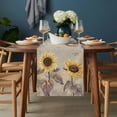 thumbnail image 2 of Yellow Sunflowers Table Runner - 72 Inch Long, Kitchen Dining Table Runner Dresser Scarves, Retro Floral Leaves Butterfly Plants Khaki Farmhouse Decor for Coffee Tables Wedding Party Banquet, 2 of 8