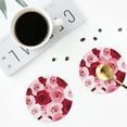 thumbnail image 4 of Lsque Rose Pattern 4" Drink Coasters Set of 4, PVC Leather Absorbent Coasters, Table Coaster Set Decorative Coffee Cup Coasters Housewarming Gift -Round Shape, 4 of 6