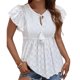 thumbnail image 1 of Top con manga casquillo para mujer,Top con ojales y manga casquillo con volantes para mujer Blusa con manga con volantes para mujer Artesanía superior, 1 of 7