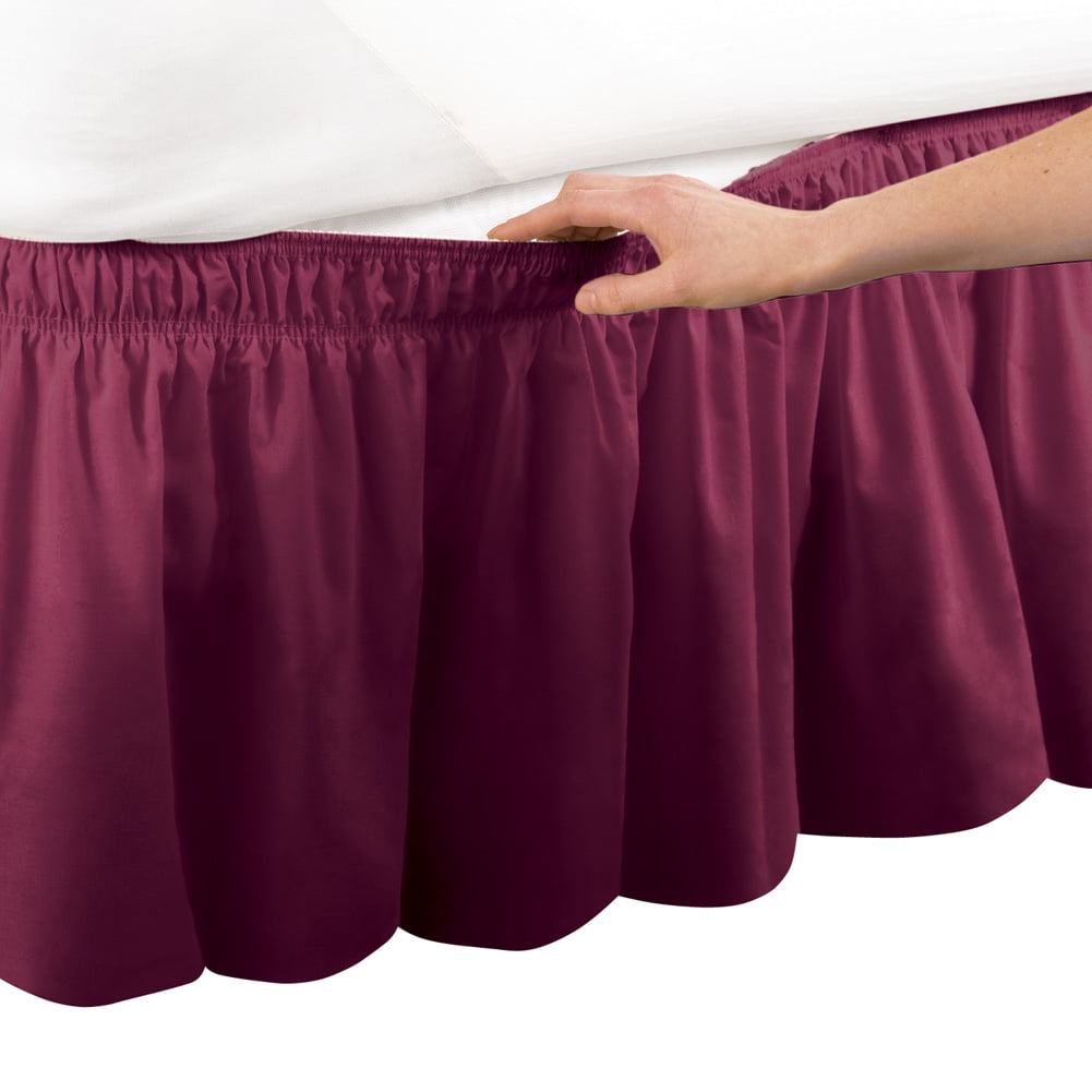 Collections Etc Wrap Around Bed Skirt, Easy Fit Elastic Dust Ruffle