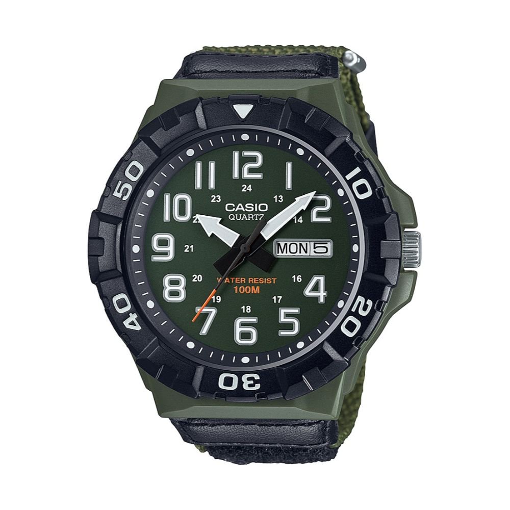 Casio Casio Men's Large Dial Analog Sport Watch with Green Nylon