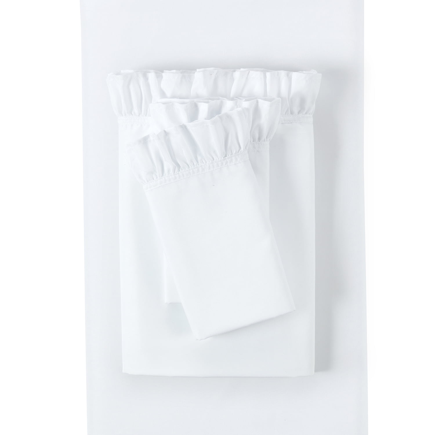 Simply Shabby Chic Solid Ruffle 4-Piece Soft Washed Microfiber Bed Sheet Set, White, King