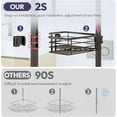thumbnail image 4 of Shower Caddy Tension Pole - 4-Tier Corner Shower Organizer Tension Rod with Soap Holder, Toothbrush Holder & 4 Hooks, Adjustable Stainless Steel Bathroom Organizer 27.6 to 108.3 inch, Black, 4 of 8