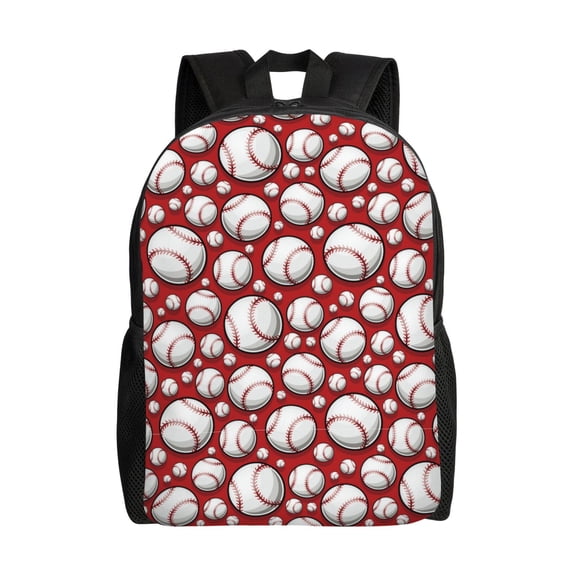 Horeoi Cute Baseball Print Waterproof 600D Oxford Laptop Backpack for School Travel Work - Lightweight Durable Bag with Adjustable Straps