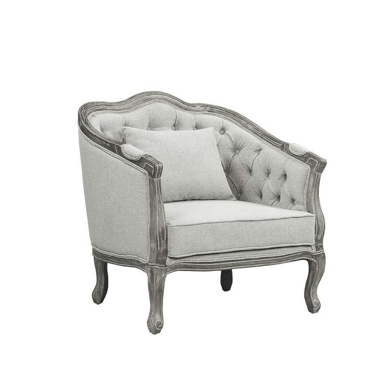 ACME FURNITURE チェア JOURNAL STANDARD ACME Samael Linen Chair with Wooden Frame and Pillow in Gray