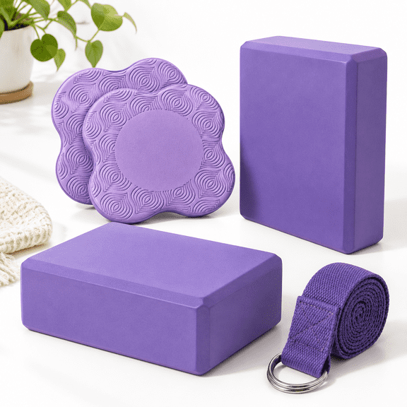 5-Piece Yoga Starter Set with Foam Blocks, Pads and Strap for Pilates and Fitness