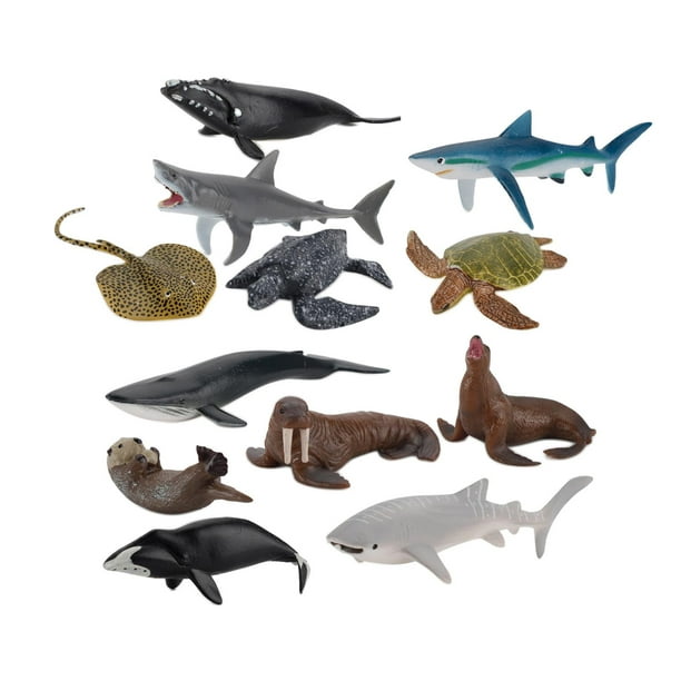 12 Unids/set Figuras de Animales Del Marinas Modelo Realista Juguetes Tiburón