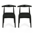 thumbnail image 2 of Noble House Cotterell Fabric and Wood Dining Chairs, Set of 2, Blacked Textured Tweed and Black, 2 of 9