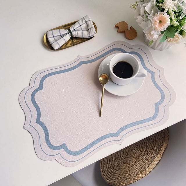 Namzi Faux Leather Heat Resistant Placemats, Dining Room Table Mats, Protect Surfaces,Non-Slip Washable Table Mats,Kitchen Decor Accessories(Set of 4, Size 17.7*11.8in,A09 )