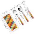 thumbnail image 2 of Cauagu Abstract Watercolors Tartan Print 3-Pieces Toddler Cutlery Set , Kids Silverware Set with Spoons Forks & Knife Stainless Steel Utensils for Kids Dishwasher Safe, 2 of 8