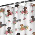 thumbnail image 3 of Dachshund and Rose White Pattern Modern Waterproof Shower Curtain Set with 12 Hooks, Washable Decorative Bathroom Shower Curtain, 3 of 6