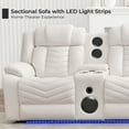 thumbnail image 5 of Power Recliner Sofa Sets with Speaker for Living Room Gray Faux Leather Electric Home Theater Seating Reclining Sofa with Console Storage, 5 of 6