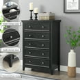 thumbnail image 5 of Modern Farmhouse 5 Drawer Dresser Chests, Dressers for Bedroom, Wood Rustic Tall Chest of Drawers Closet Organizer & Storage Clothes for Living Room, Hallway, 5 of 13
