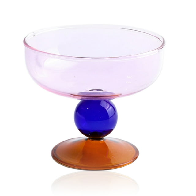 Tazones/tazas de postre de vidrio con patas de colores con patrón de diamantes de cristal de colores: para postre, helado, batido, fruta, ensalada, fiesta de bodas