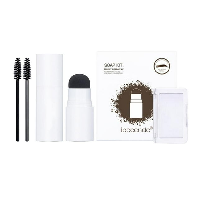 Kit de plantillas para dar forma a las cejas con sellos de polvo, definidor y línea del cabello resistente al agua. Marrón ceniza