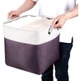 thumbnail image 3 of Fabric Cube Storage Bo es Foldable Storage Bins 13-Inch Dark Purple and Silver Khaki Patchwork Storage Baskets Cube Storage Bins with Handle Cubes Inserts Storage for Home and Office, 3 of 7