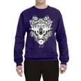 thumbnail image 2 of Drawn Tribal Wolf Animal Lover Unisex Crewneck Graphic Sweatshirt, Purple, 2XL, 2 of 3
