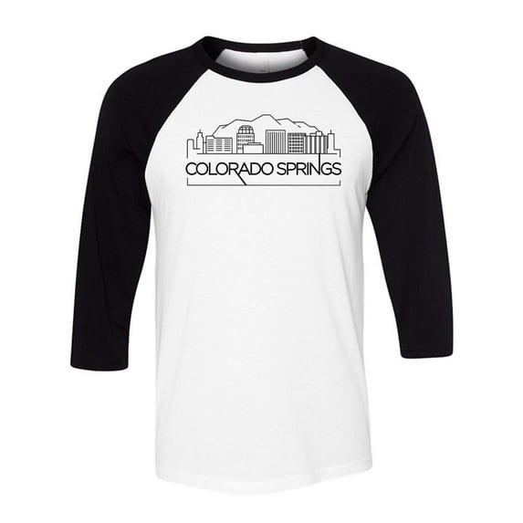 Skyline Colorado Springs Three-Quarter Raglan Sleeve Baseball Shirt Unisex X-Large White/Black