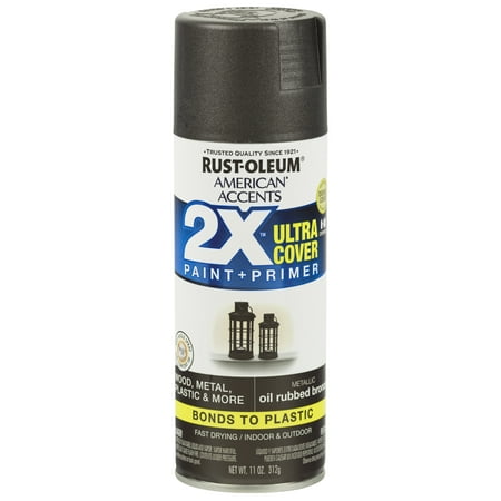 (3 Pack) Rust-Oleum American Accents Ultra Cover 2X Metallic Oil Rubbed Bronze Spray Paint and Primer in 1, 11 (Best Spray Paint For Exterior Shutters)