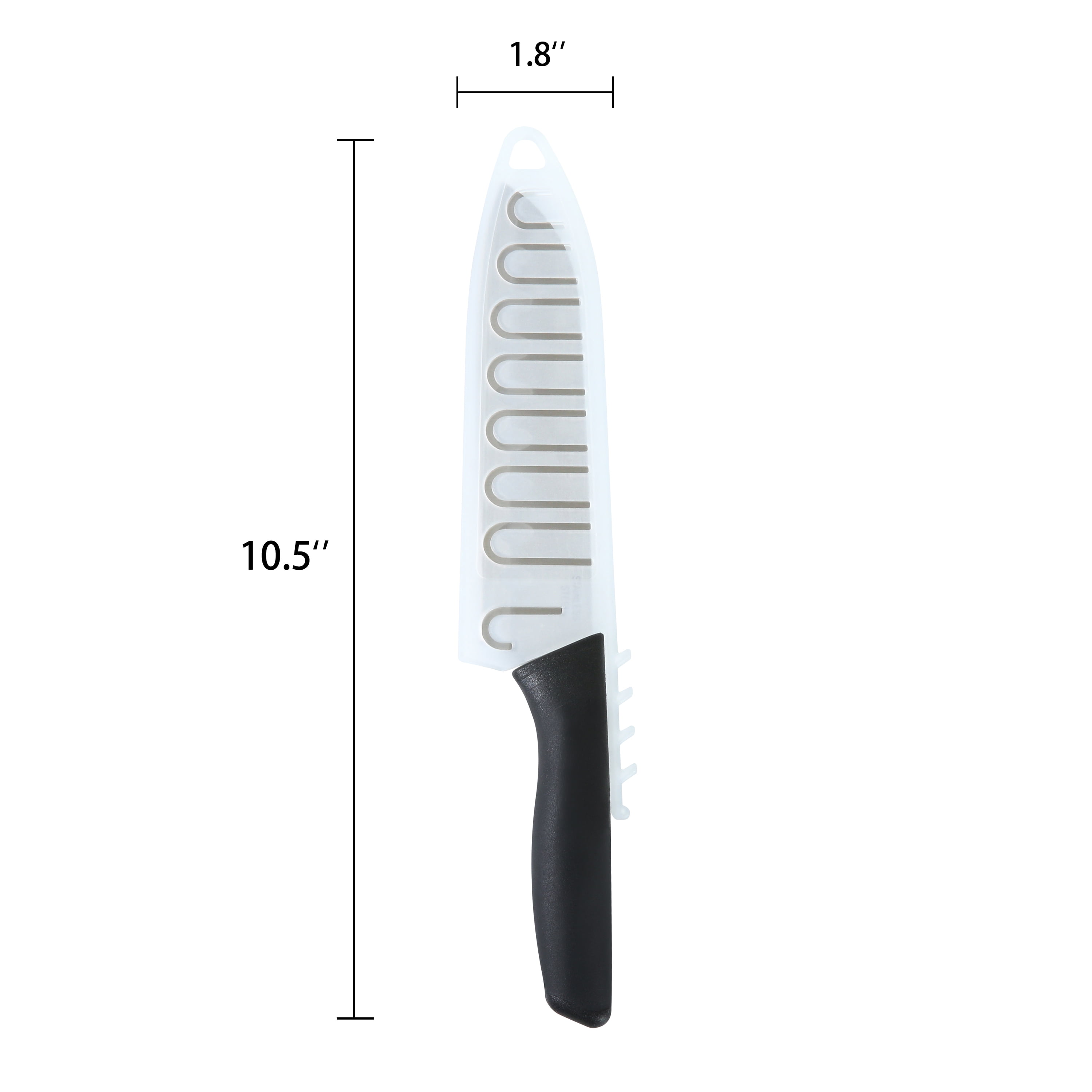 Mainstays 5" Stainless Steel Santoku Kitchen Knife Black with Sheath