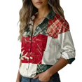 thumbnail image 5 of Endives Women's Long Sleeve Shirt Retro Floral Printed Shirt Satin Button Dwon Shirt Vacation Womens Blouse Spring Outfit Red, 5 of 7
