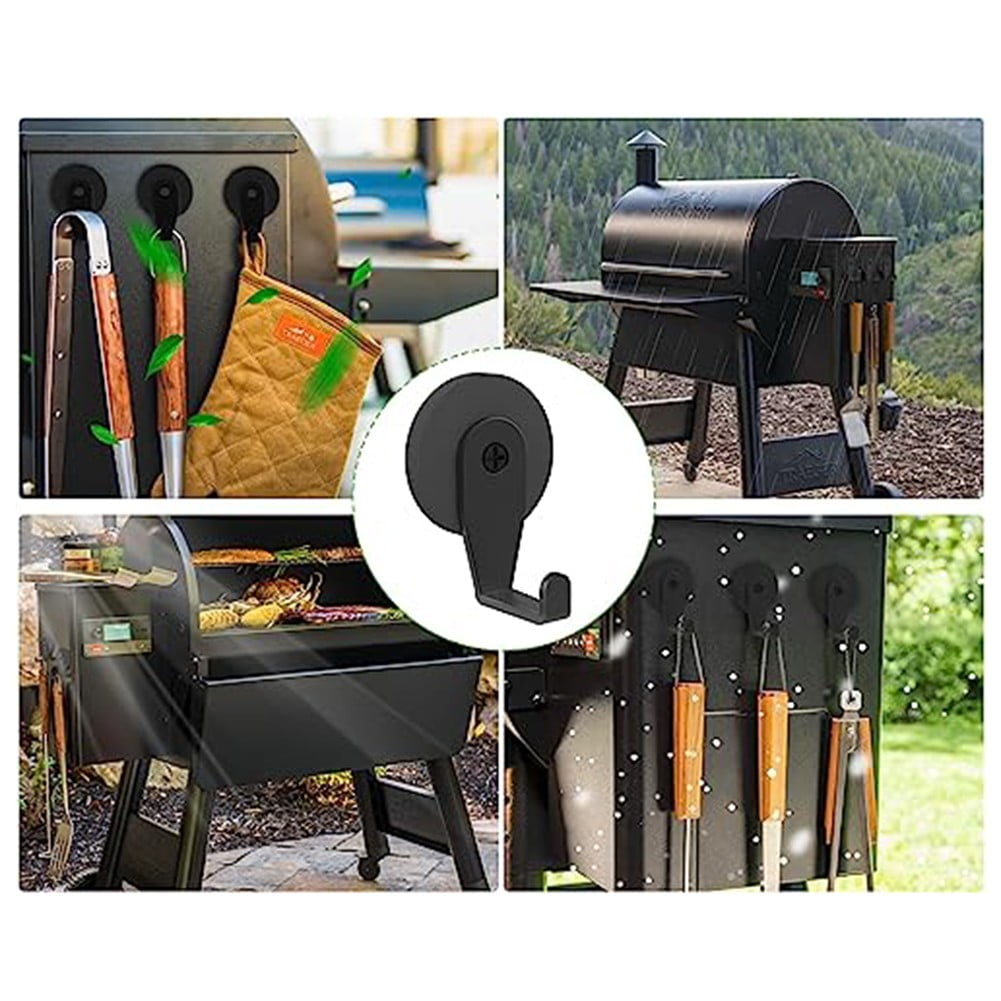 Barbecue Accessories Hook Garden 4 Pack Black For Hanging Grill Tools Grill Hooks Magnetic Non-Slip Rubber Pad