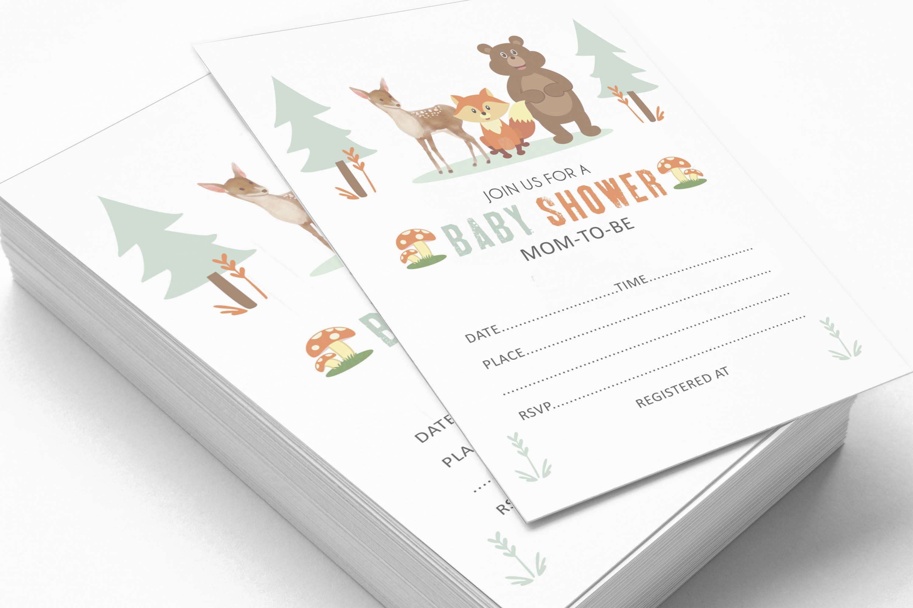Inkdotpot 30 Fill In StyleBaby Shower Invitation Cards Jungle Animals Gender Neutral Blank Invites