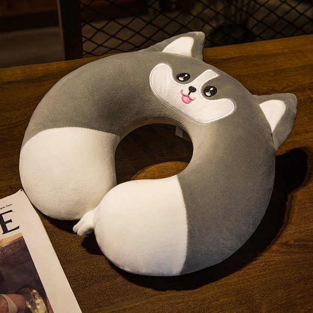 Almohada de espuma viscoelástica con forma de U de dibujos animados, almohada para el cuello voladora, almohada de viaje de rebote lento con forma de U para el cuello, almohada para la oficina