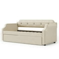 thumbnail image 6 of Royard Oaktree Twin Size Daybed with Trundle, Linen Upholstered Sofa Bed Frame with Wood Frame, 6 of 7