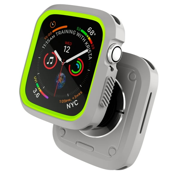 Case for Apple Watch Series SE 6 5 4 40mm Shockproof Protective Heavy Duty Bumper Cover Case - Impact Resistant - Shock Absorbent iWatch Case for Women, Men, Kids, Grey, Green