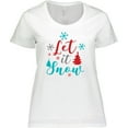 thumbnail image 3 of Inktastic Let It Snow, Snowflakes, Christmas - Red Blue Gray Women's Plus Size T-Shirt, 3 of 5