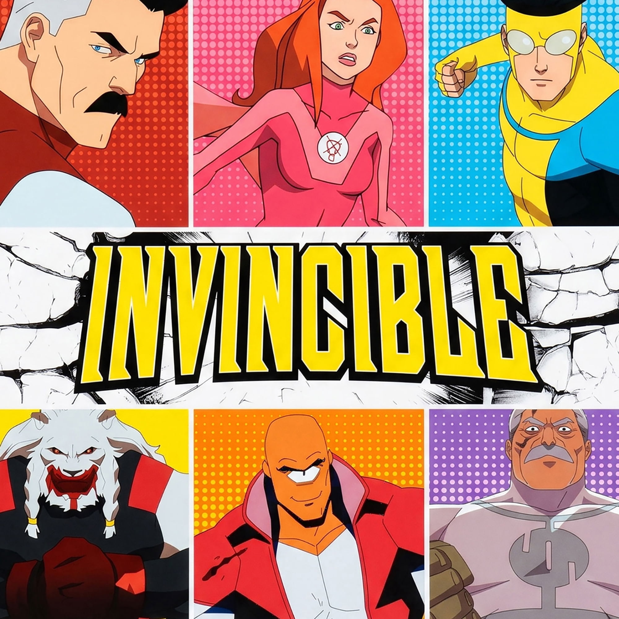 Pyramid : Invincible Character Lineup - 12x12 Framed Gel Coated Print - Animated Series Artwork, Licensed Skybound Wall Decor, Collectible
