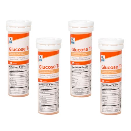 Quality Choice Glucose Tablets Orange Flavor, 10 Count - Pack of 4