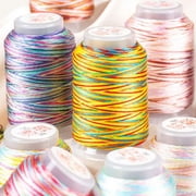 EOEMY One Spool Variegated Polyester Sewing Embroidery Thread String 210D/6-12#