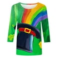thumbnail image 4 of Ladies St. Patrick's Day Tops, 3/4 Sleeve T Shirt Women, Crew Neck Blouses Women's St. Patrick's Day Printed Fashion Tees Casual Crewneck 3/4 Sleeved Ladies Tops Blouses Shirts, 4 of 5