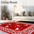 thumbnail image 2 of ODIKA 2'x3' Machine Washable Non-Slip Area Rug, Whimsical Stag and Pine Motif with Interlocking Festive Borders High Traffic Rug, Red, 638947, 2 of 7