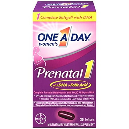 2 Pack One-A-Day Prenatal 1 Multivitamin w/ Folic Acid, DHA, Iron 30 Softgels