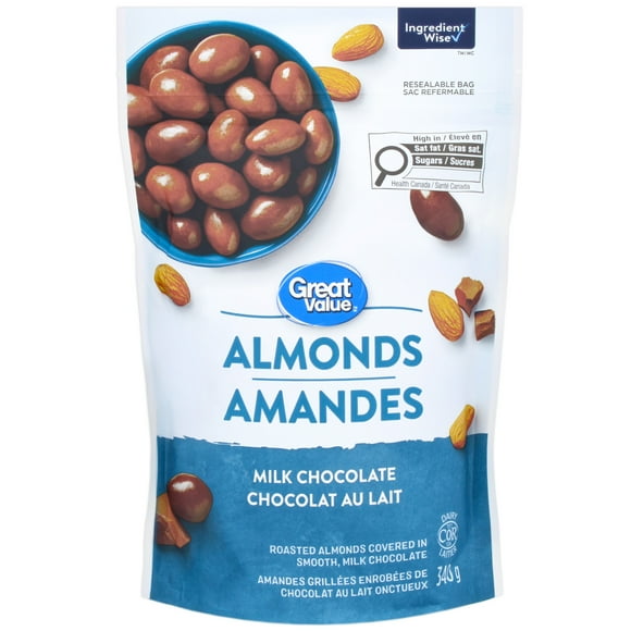 Amandes au chocolat au lait Great Value 340&nbsp;g