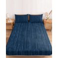 thumbnail image 2 of Cal.King Size Fitted Sheet Set - Dark Blue 3 Piece Bedding Sets 16" Deep Pocket Fitted Sheet with 2 Pillowcases, Modern Minimalist Solid Color Brushed Microfiber Hotel Luxury Bed Sheets, 2 of 9