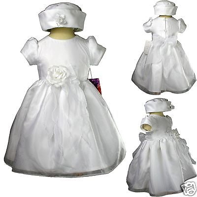 Hat 0-36M New Baby Toddler Girl Pageant Wedding Christening Formal Ivory Dress