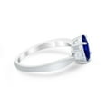 thumbnail image 2 of Three Stone Oval Engagement Ring Blue Sapphire CZ 925 Sterling Silver Size 8, 2 of 5