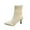 Beige High-Heels Ankle Boots, variant on Women's Square Toe Sock Boots, Stretch Knitted High Heel Ankle Booties, Casual Winter Footwear for Outdoor and Indoor Fashion