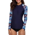 thumbnail image 3 of Women Long Sleeve Surfing Shirt Print Rashguard Swimwear, 3 of 6