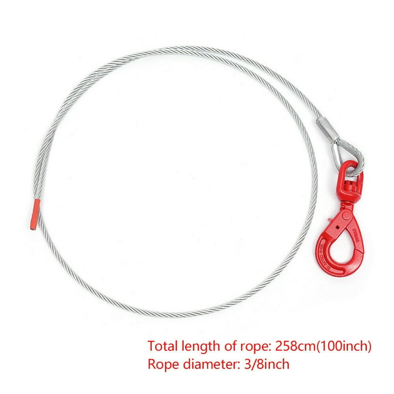 Winch Cable 3/8x100 Steel Core Rope Self Locking Swivel Hook Tow