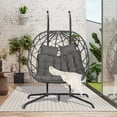 thumbnail image 3 of Double Egg Chair with Stand, Indoor Outdoor Hanging Wicker Rattan Patio Basket Swing Chair, Handwoven UV & Rust Resistant Iron Frame with Water Resistant Cushion,600 lbs Capacity, 3 of 5