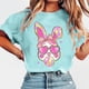 thumbnail image 2 of Tops de Manga Corta de Verano para las Mujeres Imprimir Blusa de Cuello Redondo, Moda Ligera de Poliéster Spandex, 2 of 5